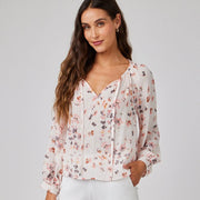 Bella Dahl Shirred Raglan Tie-Front Blouse