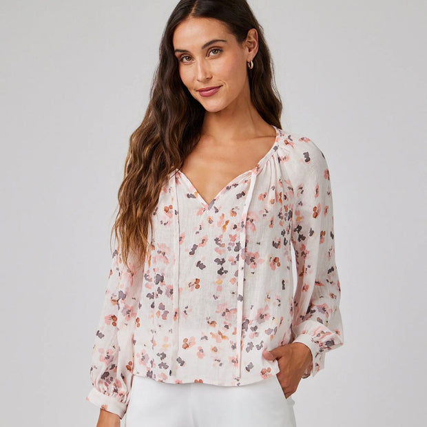 Bella Dahl Shirred Raglan Tie-Front Blouse
