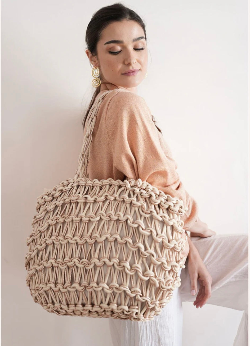 完売品　24ssエメレオンドレ　Crochet Tote Savannah Crochet Tote Bag- Cream / Rose Gold – shopcathyb