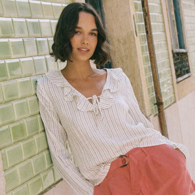 Bella Dahl Tie Ruffle Top