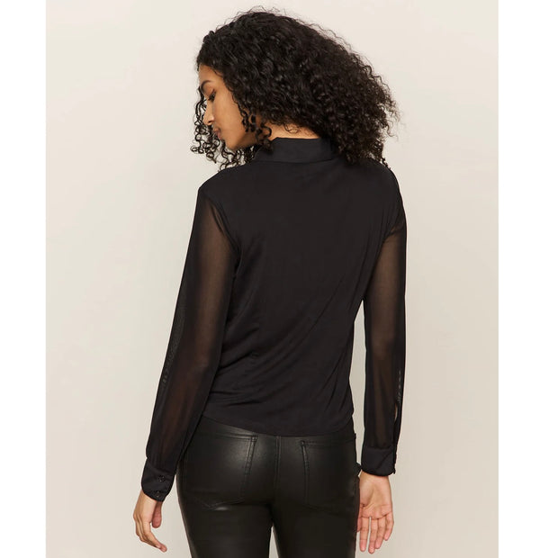 Sanctuary Mesh Sleeve Button Down