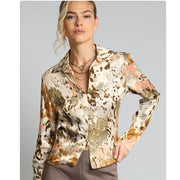 Lola&Sophie Safari Print Front Zip Shirt
