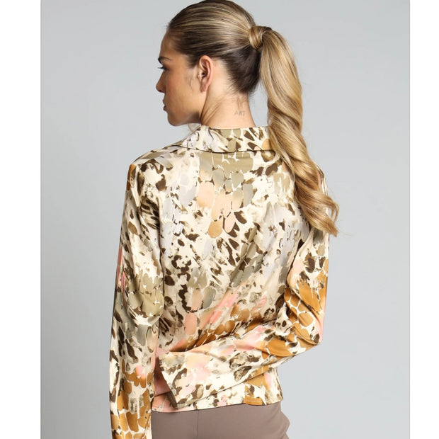 Lola&Sophie Safari Print Front Zip Shirt