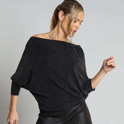Lola&Sophie Lurex Jersey Drape Top