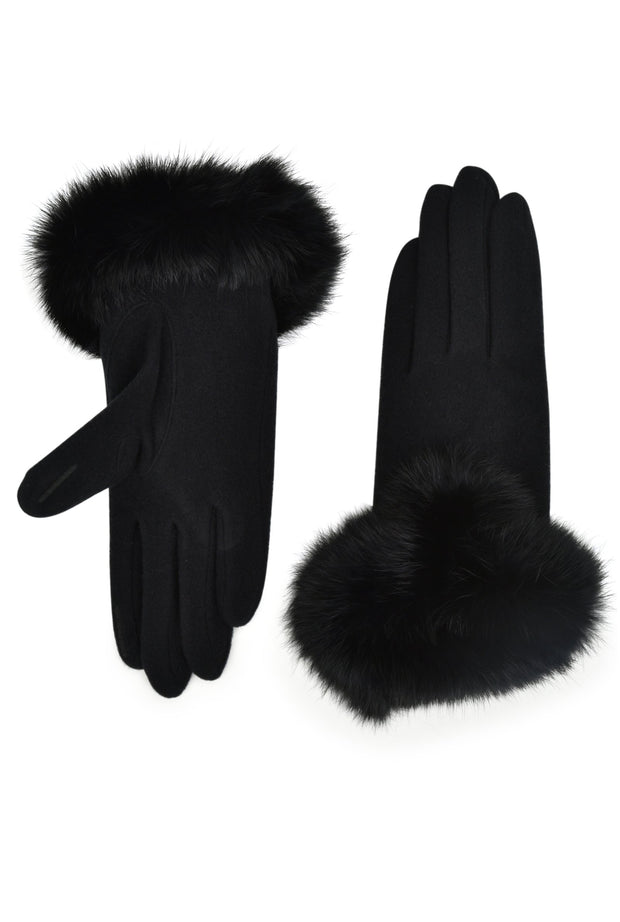 Amato Black Texting Glove w/Fur Cuff