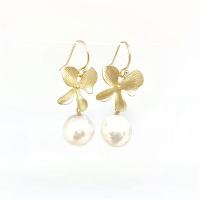 Flower Earrings w/ Baroque Pearls