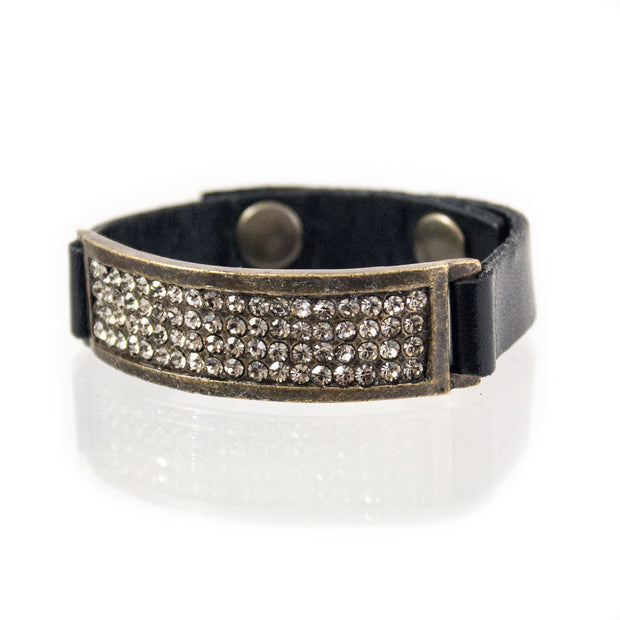 Leather Bracelet w/ Crystals