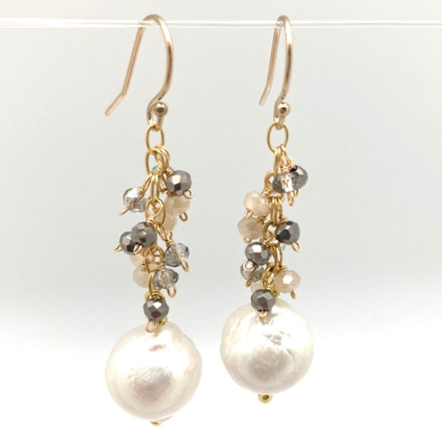 Crystal Drop Earring w Pearl