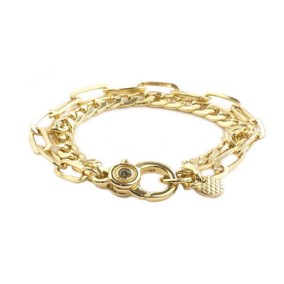 Double strand mixed-link clasp bracelet