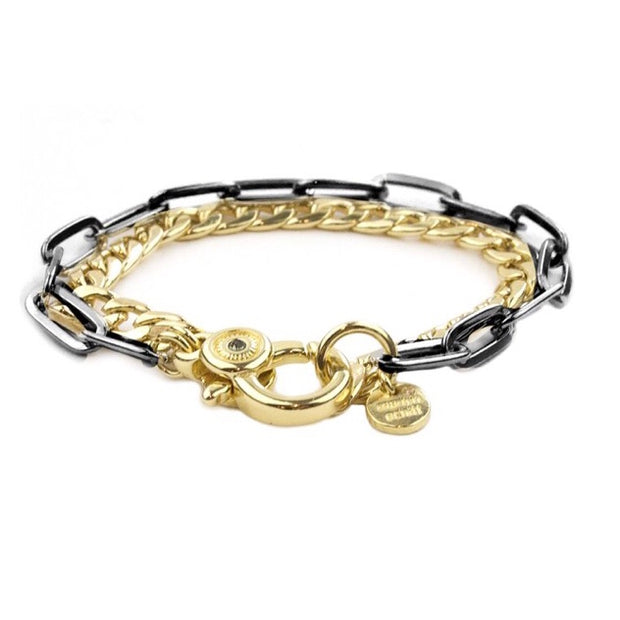 Double strand mixed-link clasp bracelet