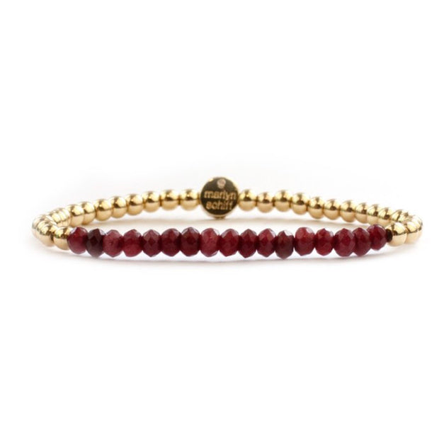 Natural crystal stone stretch bracelet. Gold/smoke